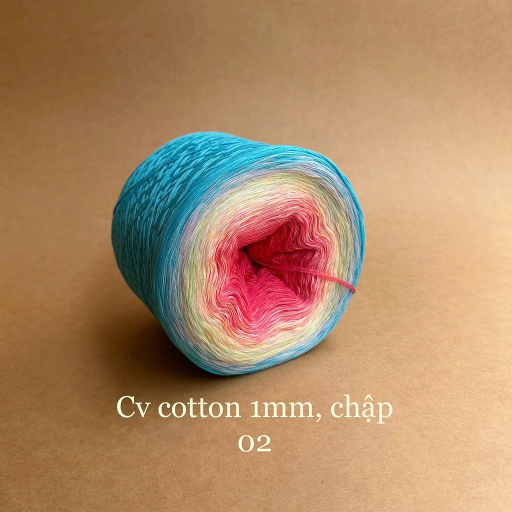 Cầu vồng cotton 1mm, sợi chập đan móc áo, váy, khăn