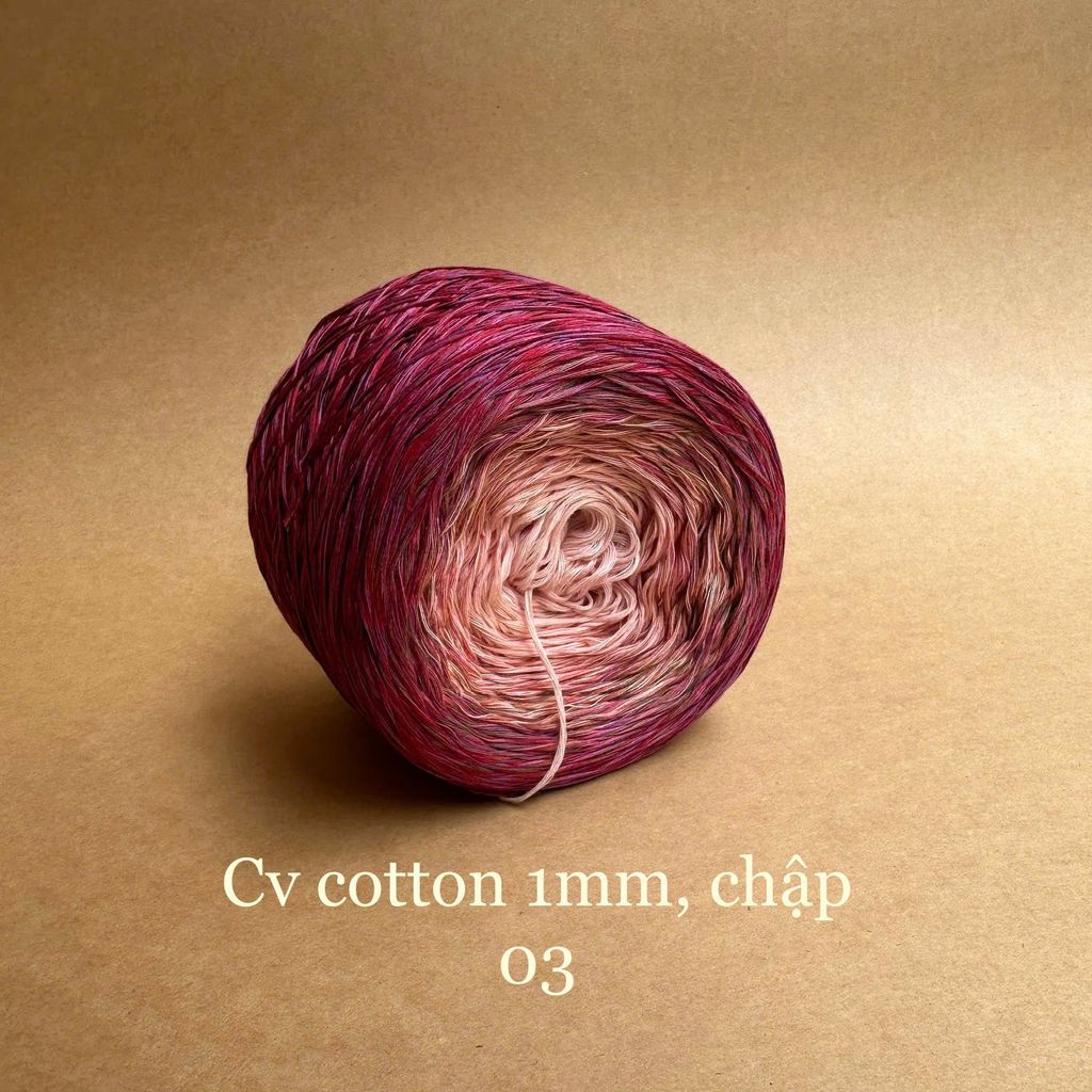 Cầu vồng cotton 1mm, tone màu loang Ombre, sợi chập đan móc áo, váy, khăn