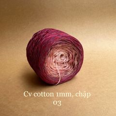 Cầu vồng cotton 1mm, tone màu loang Ombre, sợi chập đan móc áo, váy, khăn