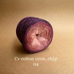 Cầu vồng cotton 1mm, tone màu loang Ombre, sợi chập đan móc áo, váy, khăn