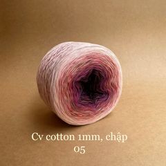 Cầu vồng cotton 1mm, tone màu loang Ombre, sợi chập đan móc áo, váy, khăn