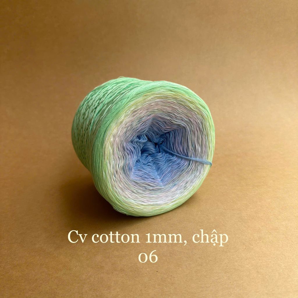 Cầu vồng cotton 1mm, sợi chập đan móc áo, váy, khăn