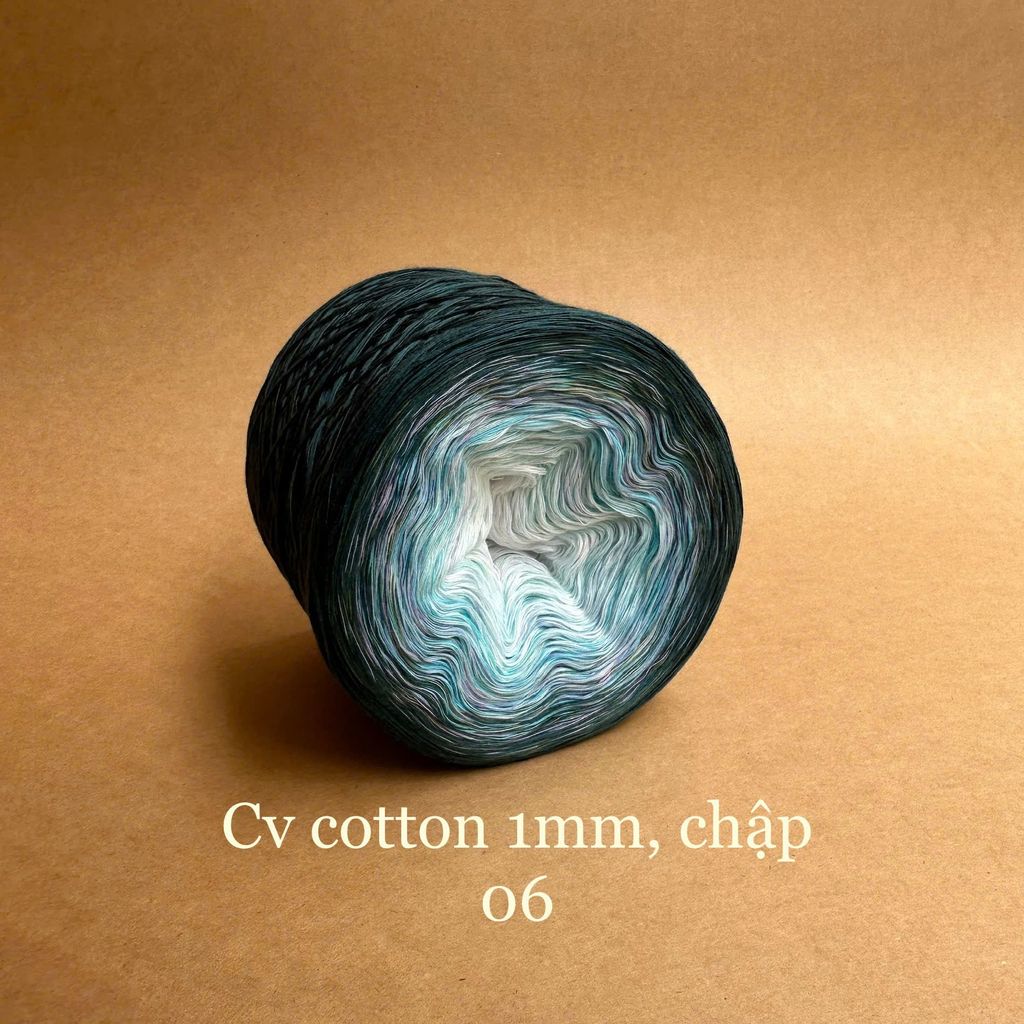 Cầu vồng cotton 1mm, tone màu loang Ombre, sợi chập đan móc áo, váy, khăn