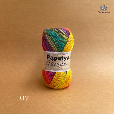 Len Batik Glitter - Papatya, 100g - 360m, dùng để đan móc