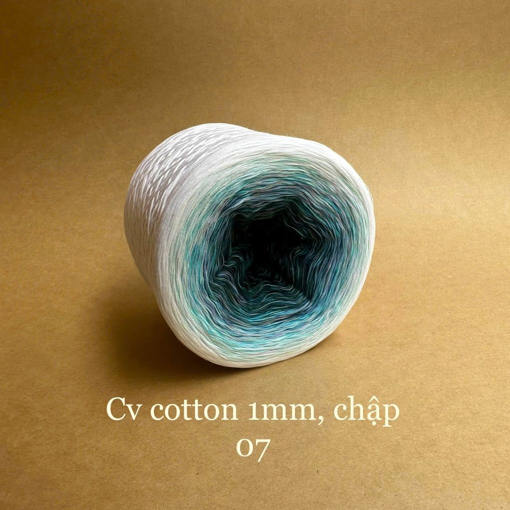 Cầu vồng cotton 1mm, tone màu loang Ombre, sợi chập đan móc áo, váy, khăn