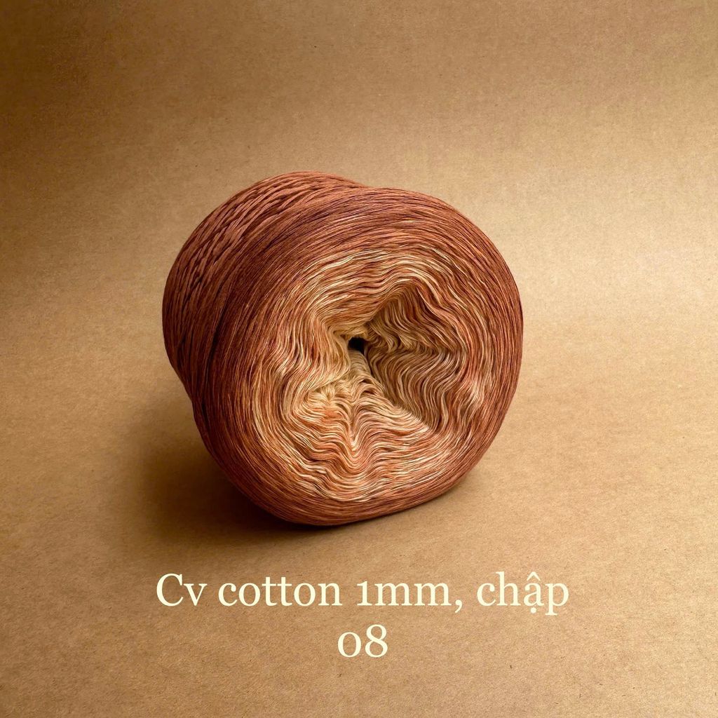 Cầu vồng cotton 1mm, tone màu loang Ombre, sợi chập đan móc áo, váy, khăn