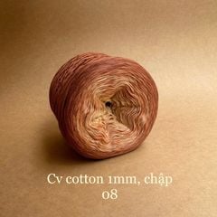 Cầu vồng cotton 1mm, tone màu loang Ombre, sợi chập đan móc áo, váy, khăn