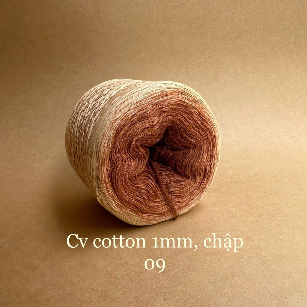 Cầu vồng cotton 1mm, tone màu loang Ombre, sợi chập đan móc áo, váy, khăn