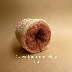 Cầu vồng cotton 1mm, tone màu loang Ombre, sợi chập đan móc áo, váy, khăn