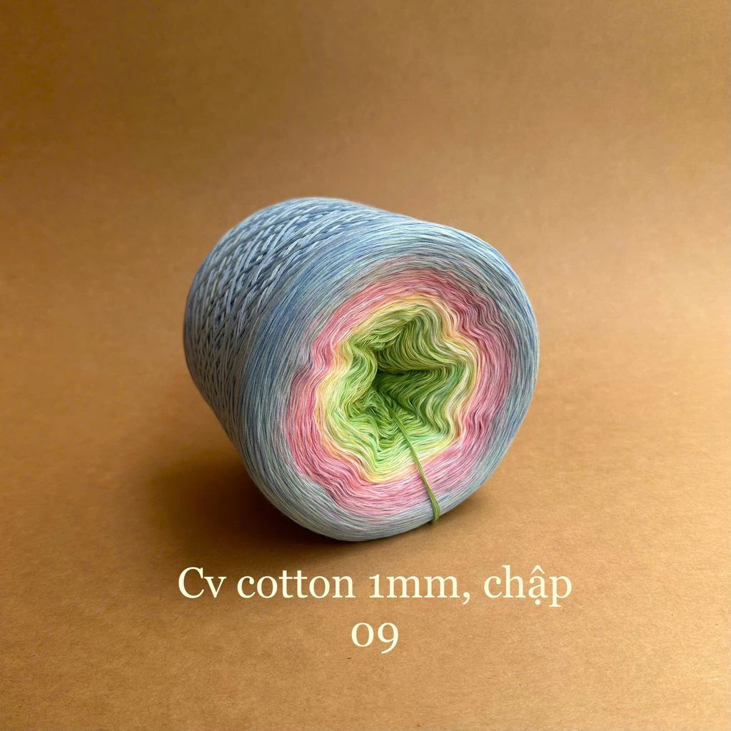 Cầu vồng cotton 1mm, sợi chập đan móc áo, váy, khăn