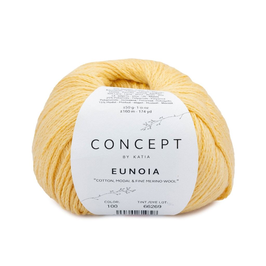 Len Eunoia - Katia, 50g - 160m, dùng để đan móc áo, khăn