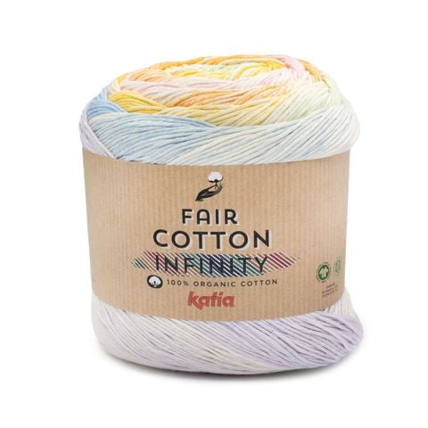 Sợi Fair Cotton Infinity - Katia, 200g - 600m, dùng để đan móc áo, khăn, váy