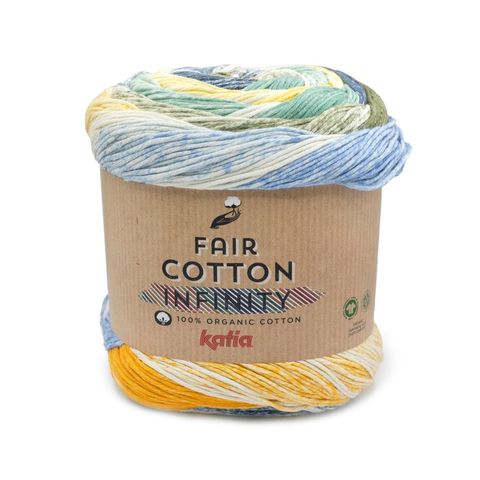 Sợi Fair Cotton Infinity - Katia, 200g - 600m, dùng để đan móc áo, khăn, váy