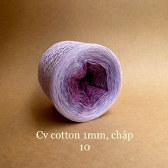 Cầu vồng cotton 1mm, tone màu loang Ombre, sợi chập đan móc áo, váy, khăn