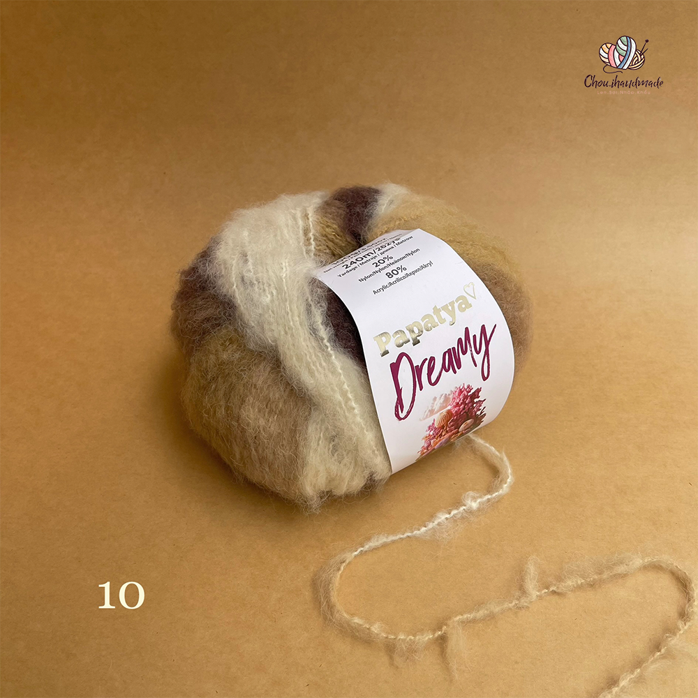 Len Dreamy - Papatya, 100g - 240m, dùng để đan móc áo, khăn, mũ