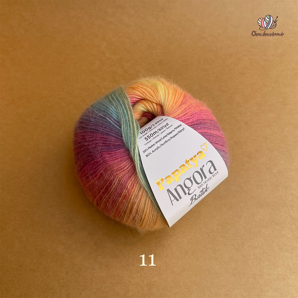 Len loang Angora Batik - Papatya, 100g - 550m, dùng để đan móc