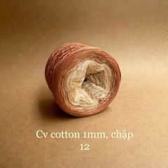 Cầu vồng cotton 1mm, tone màu loang Ombre, sợi chập đan móc áo, váy, khăn