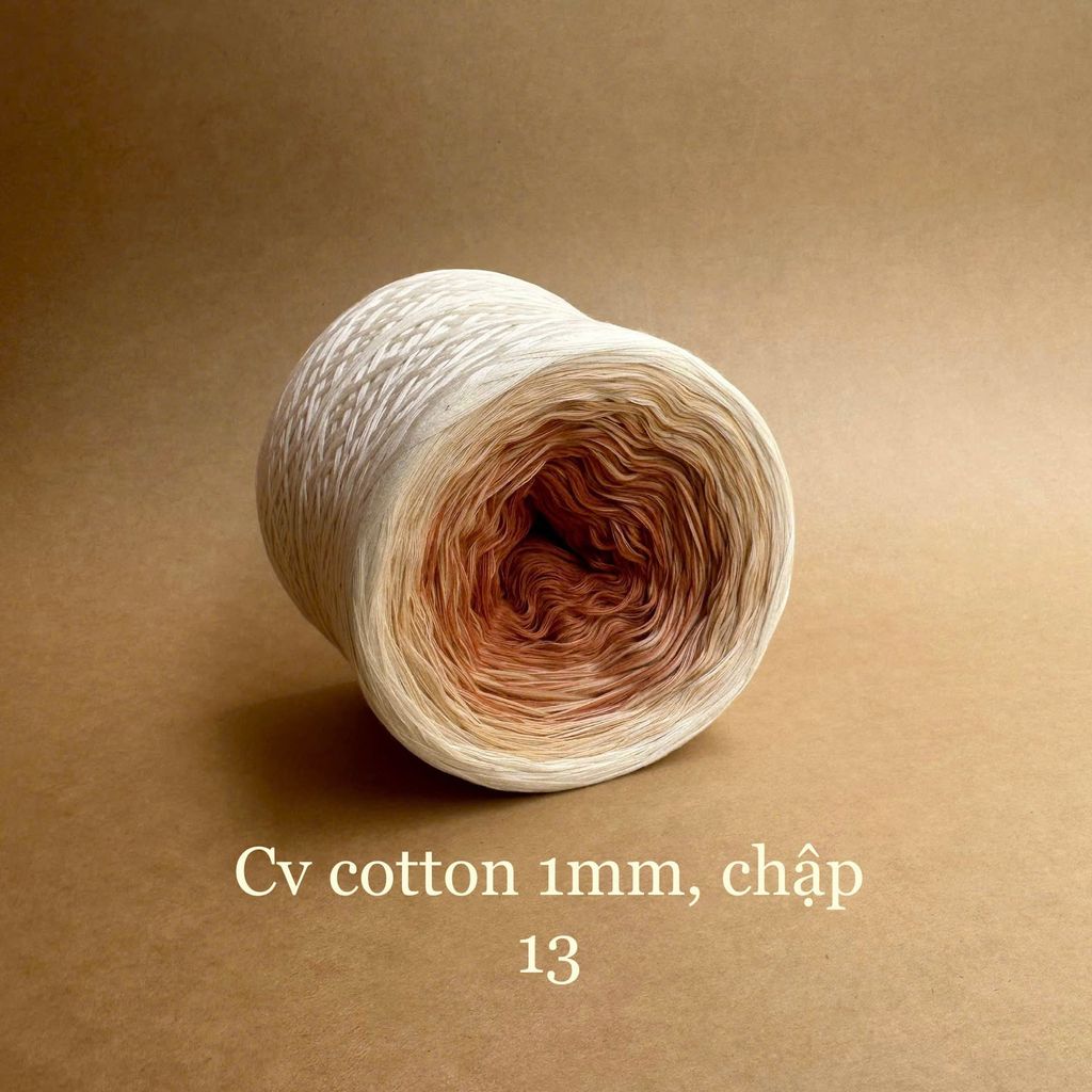 Cầu vồng cotton 1mm, tone màu loang Ombre, sợi chập đan móc áo, váy, khăn
