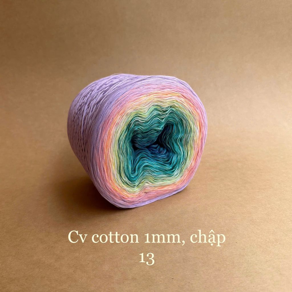 Cầu vồng cotton 1mm, sợi chập đan móc áo, váy, khăn