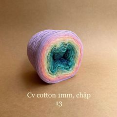 Cầu vồng cotton 1mm, sợi chập đan móc áo, váy, khăn