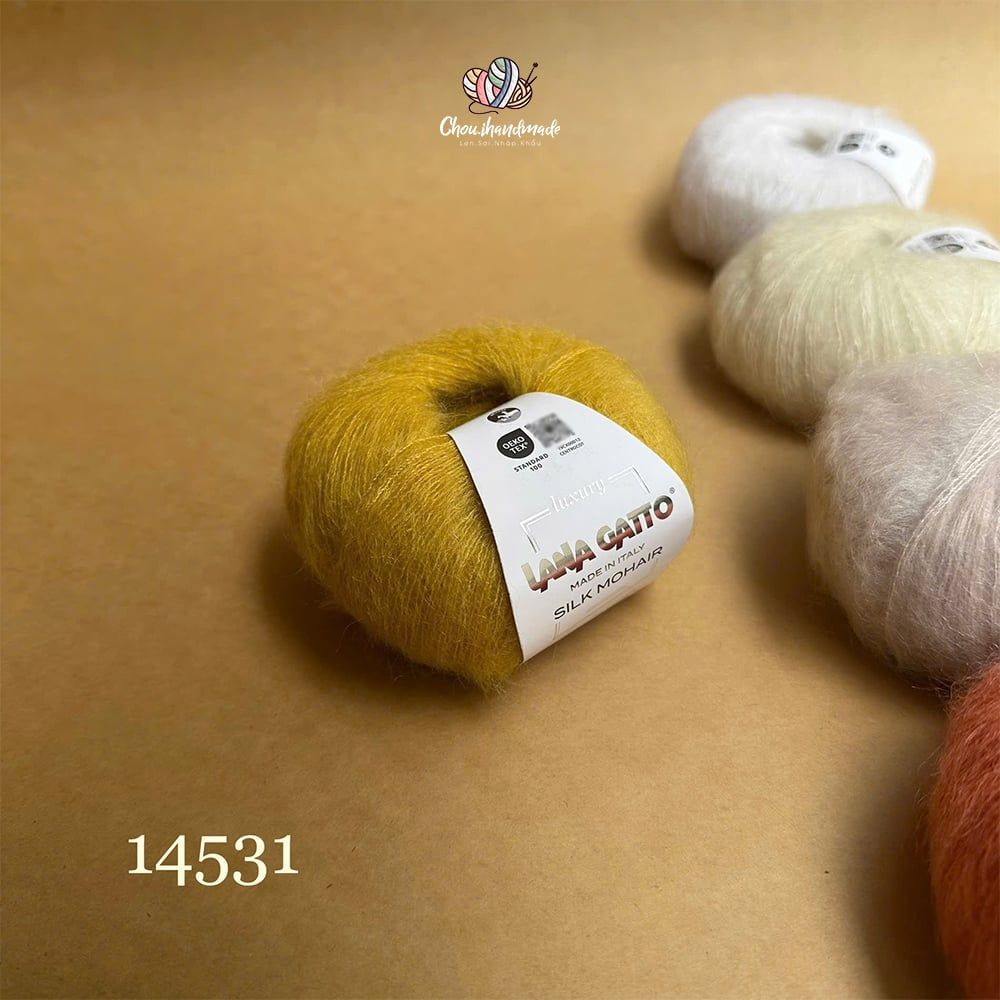 Len Silk Mohair - Lana Gatto, 25g - 212m, dùng để đan móc