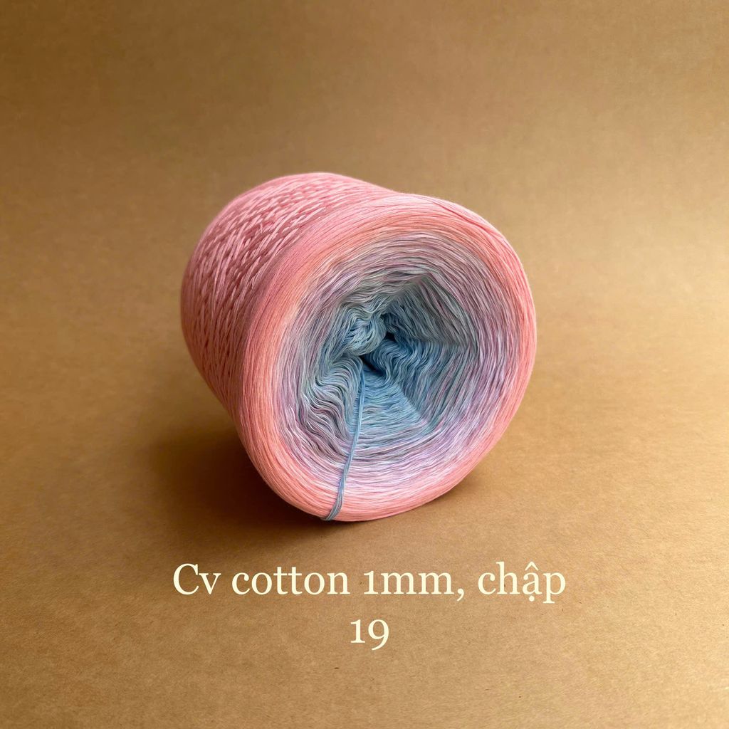 Cầu vồng cotton 1mm, sợi chập đan móc áo, váy, khăn