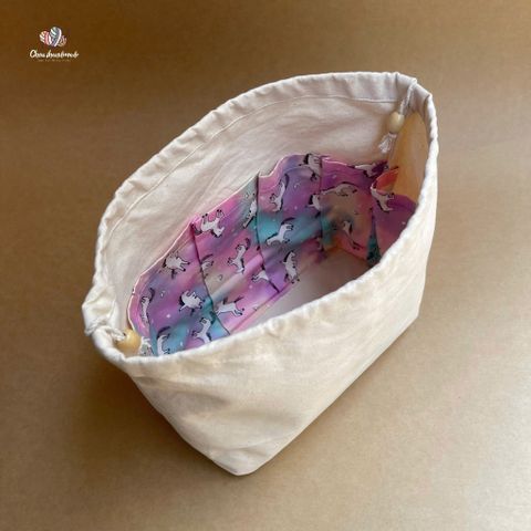 Lót túi dây rút, có ngăn túi, chất liệu vải cotton, dùng cho túi, ví đan móc thủ công