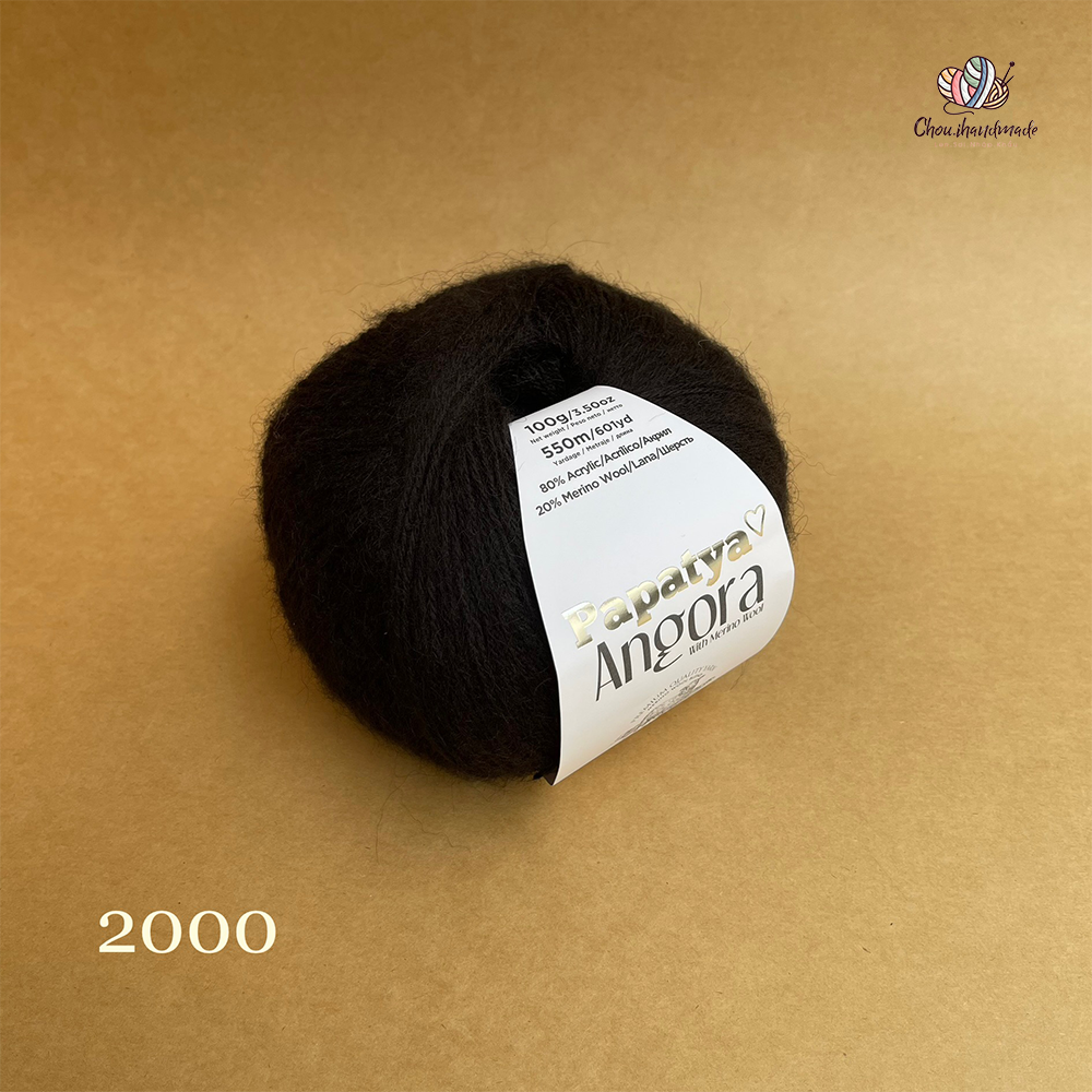 Len lông cừu Angora - Papatya, 100g - 550m, dùng để đan móc