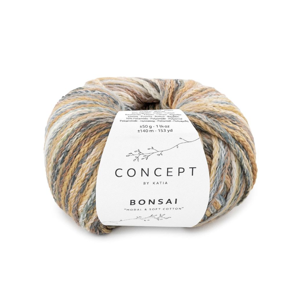 Sợi Bonsai - Katia, 50g - 140m, dùng để đan móc áo, khăn