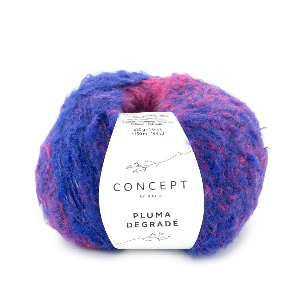 Sợi Pluma Degrade - Katia, 50g - 150m, dùng để đan móc áo, khăn