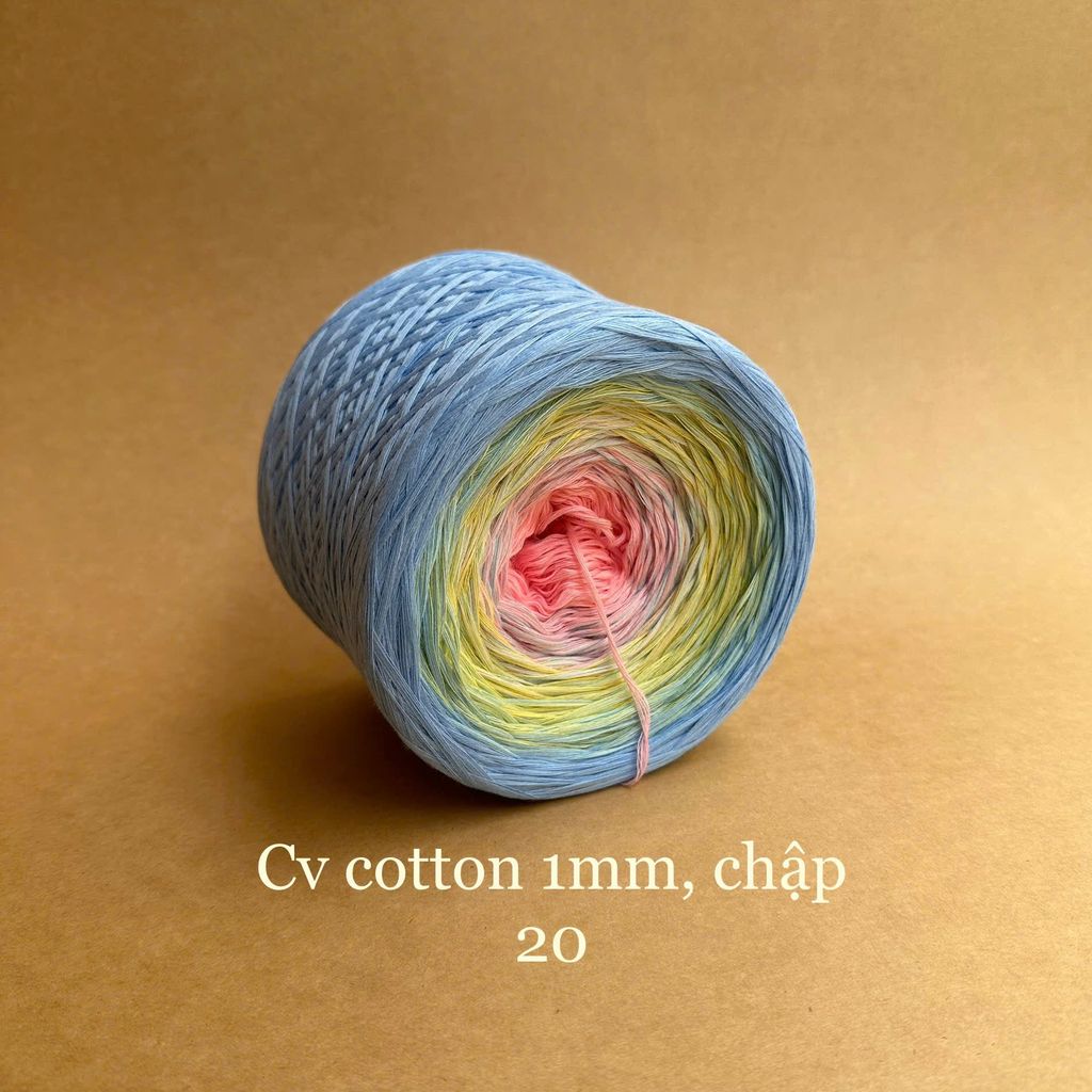 Cầu vồng cotton 1mm, sợi chập đan móc áo, váy, khăn