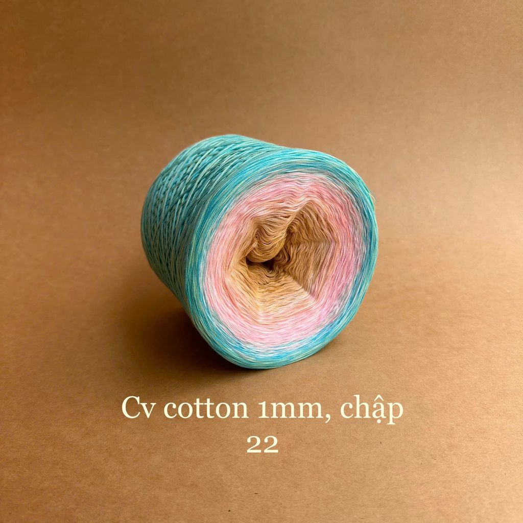 Cầu vồng cotton 1mm, sợi chập đan móc áo, váy, khăn