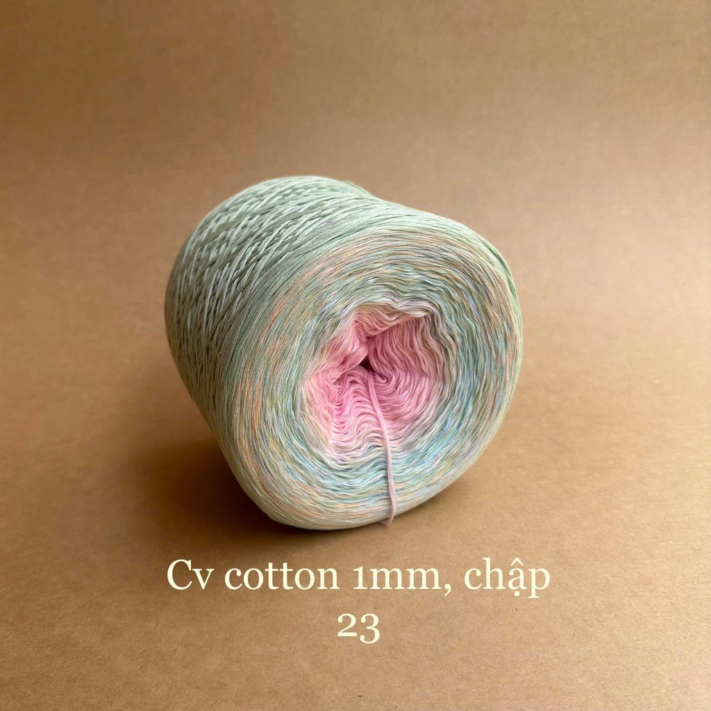 Cầu vồng cotton 1mm, sợi chập đan móc áo, váy, khăn