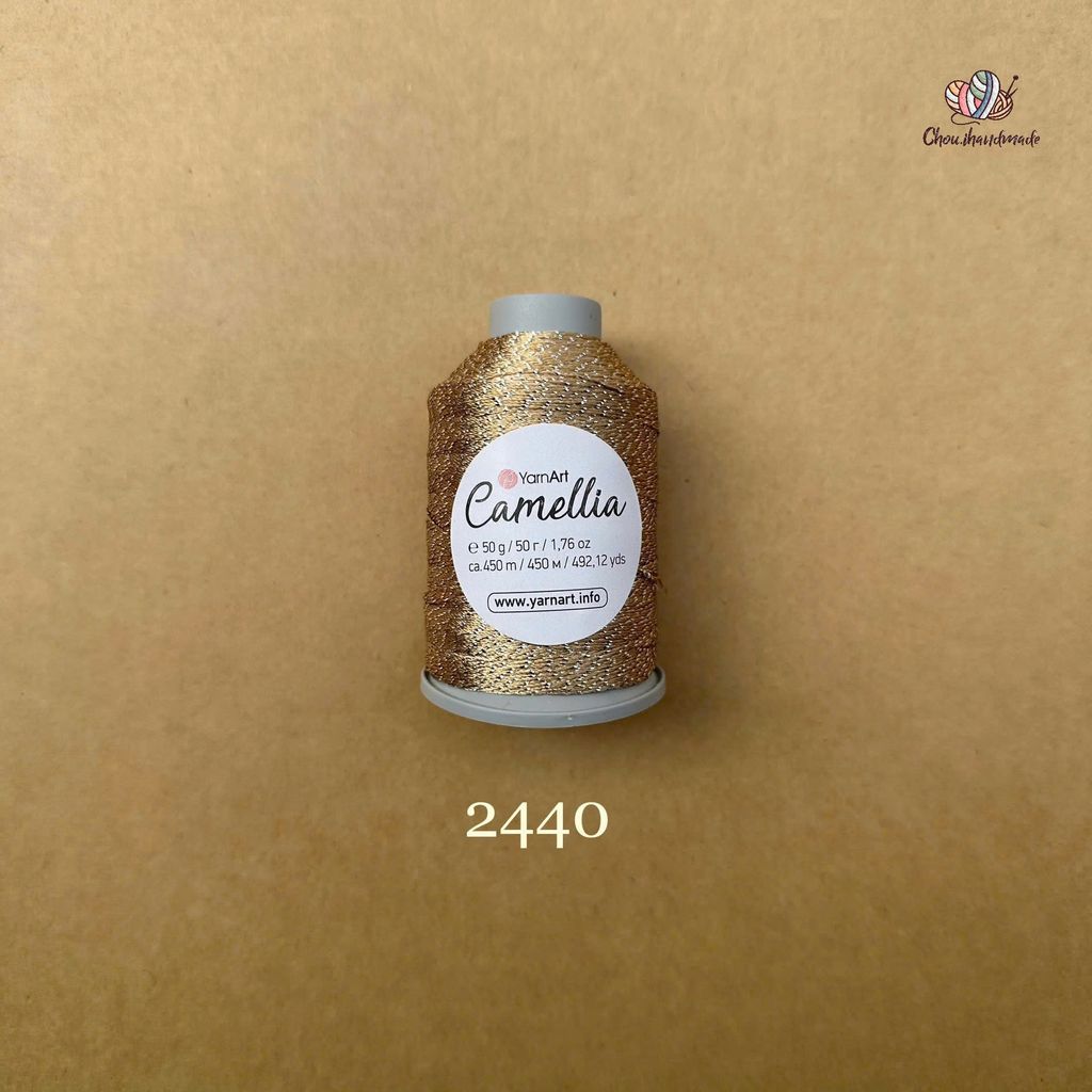 Sợi kim tuyến Camellia New - Yarnart, 50g - 450m, dùng để chập phối, đan móc áo, khăn, nón