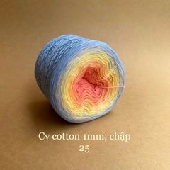 Cầu vồng cotton 1mm, sợi chập đan móc áo, váy, khăn