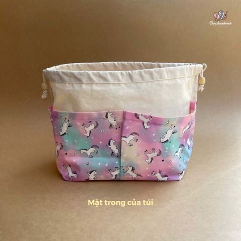 Lót túi dây rút, có ngăn túi, chất liệu vải cotton, dùng cho túi, ví đan móc thủ công
