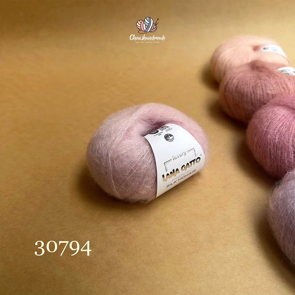 Len Silk Mohair - Lana Gatto, 25g - 212m, dùng để đan móc