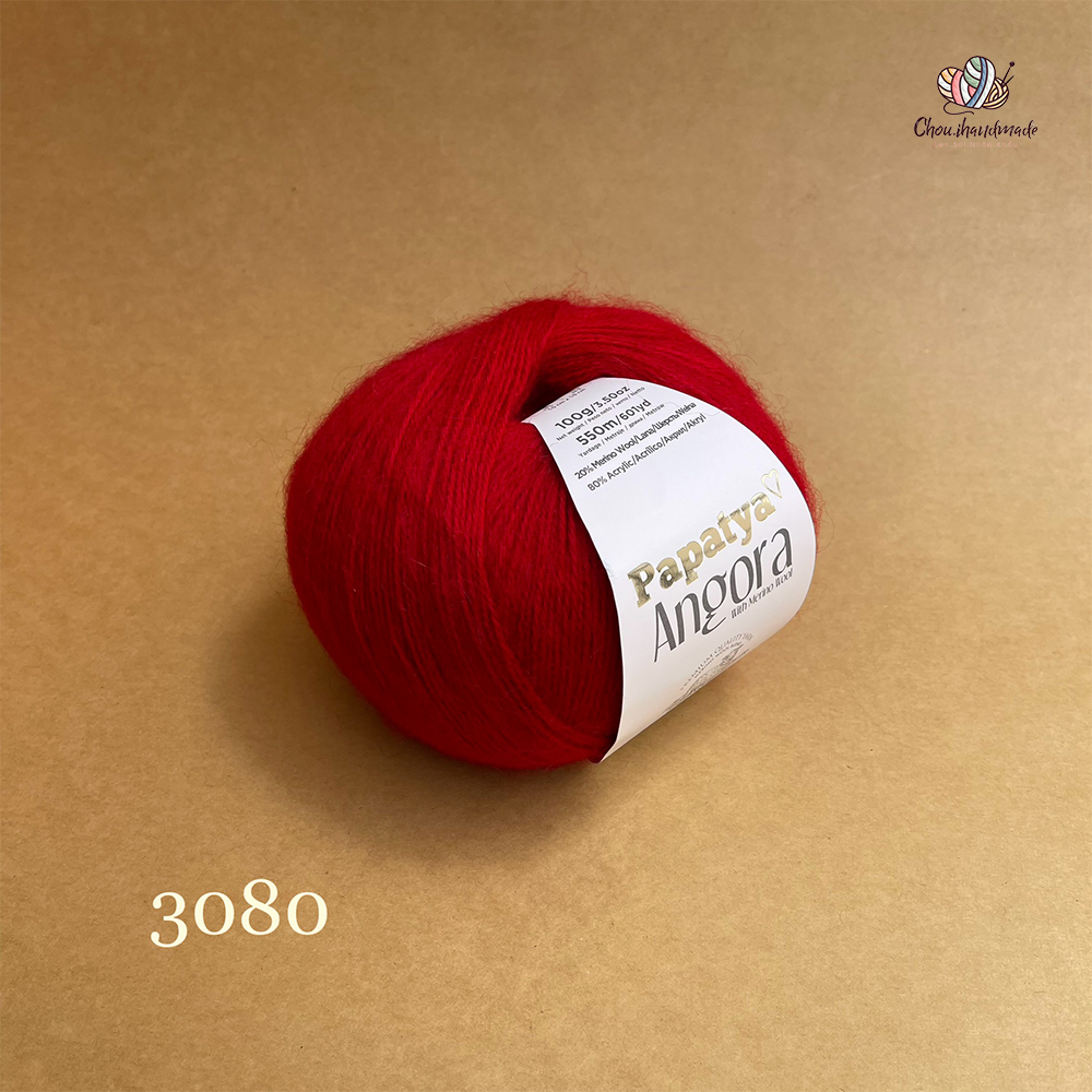 Len lông cừu Angora - Papatya, 100g - 550m, dùng để đan móc