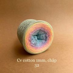 Cầu vồng cotton 1mm, sợi chập đan móc áo, váy, khăn