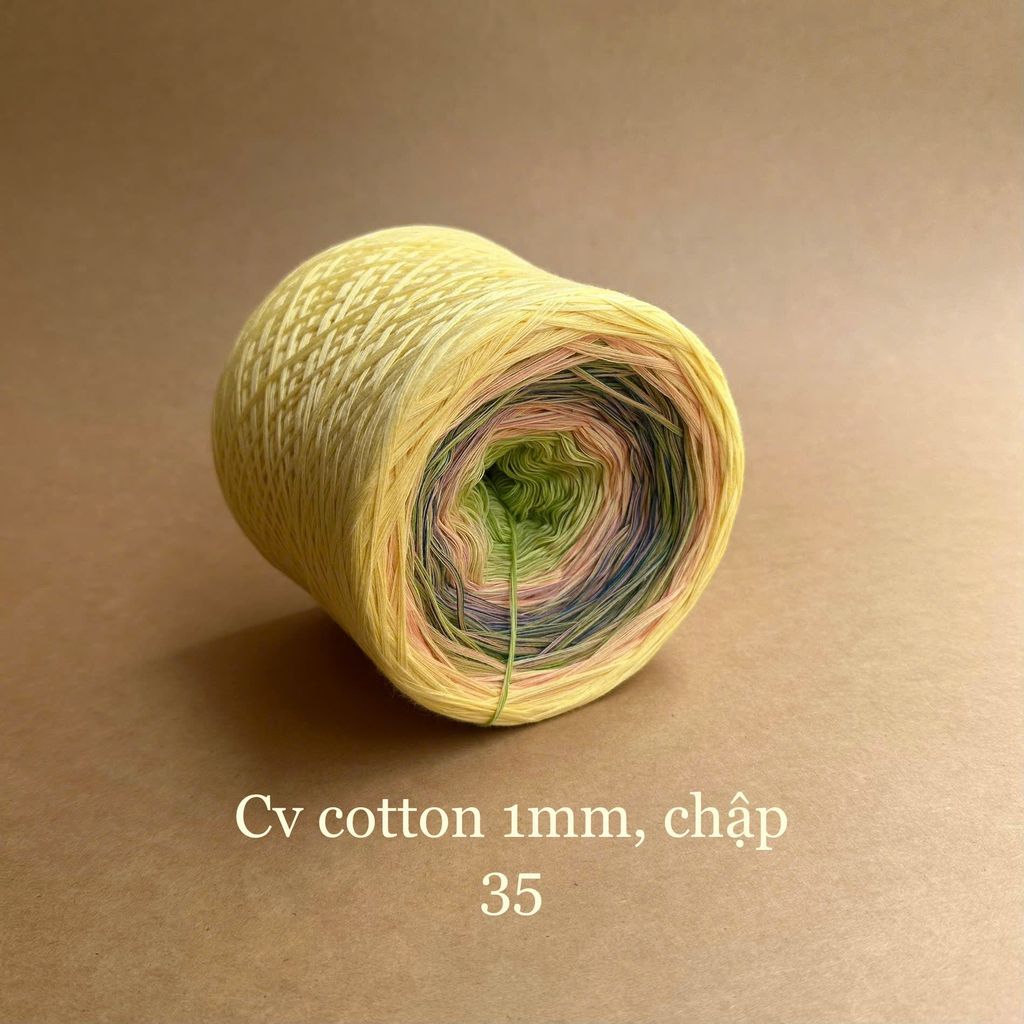 Cầu vồng cotton 1mm, sợi chập đan móc áo, váy, khăn