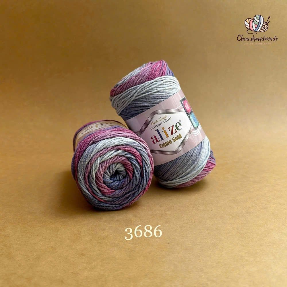 Len cotton Cotton Gold Batik nhập khẩu từ Alize Yarns, đan móc thú, nón, áo hè