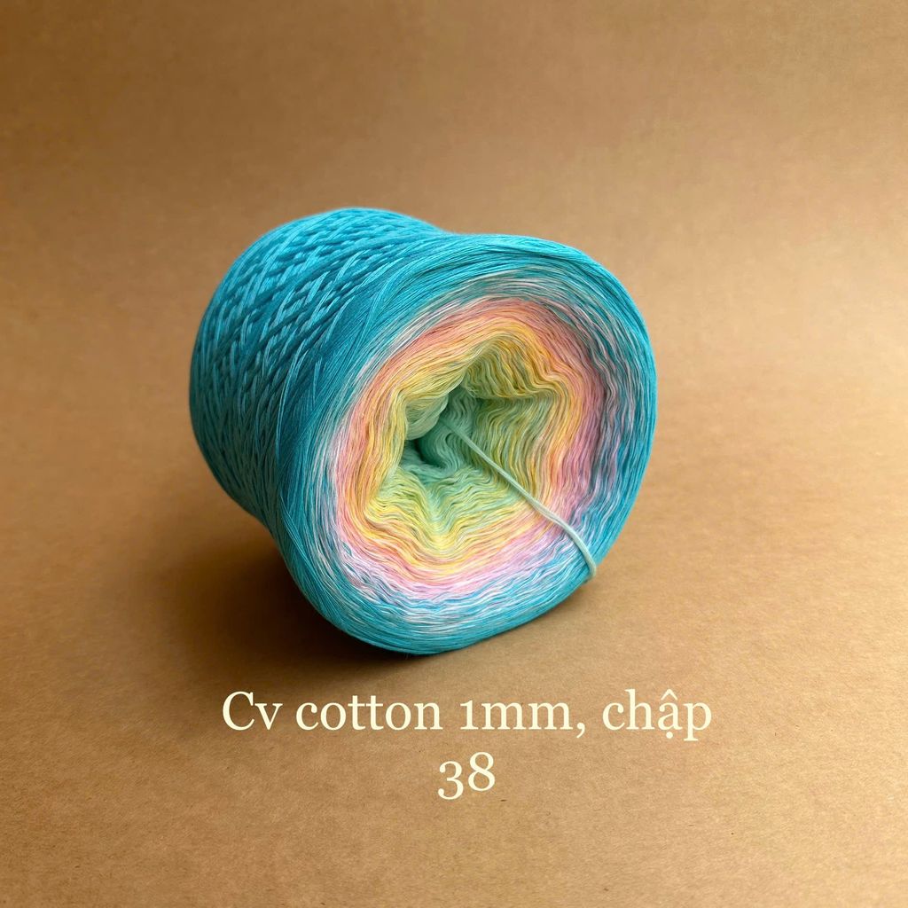 Cầu vồng cotton 1mm, sợi chập đan móc áo, váy, khăn