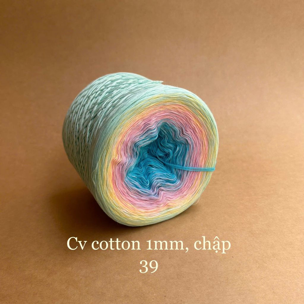 Cầu vồng cotton 1mm, sợi chập đan móc áo, váy, khăn
