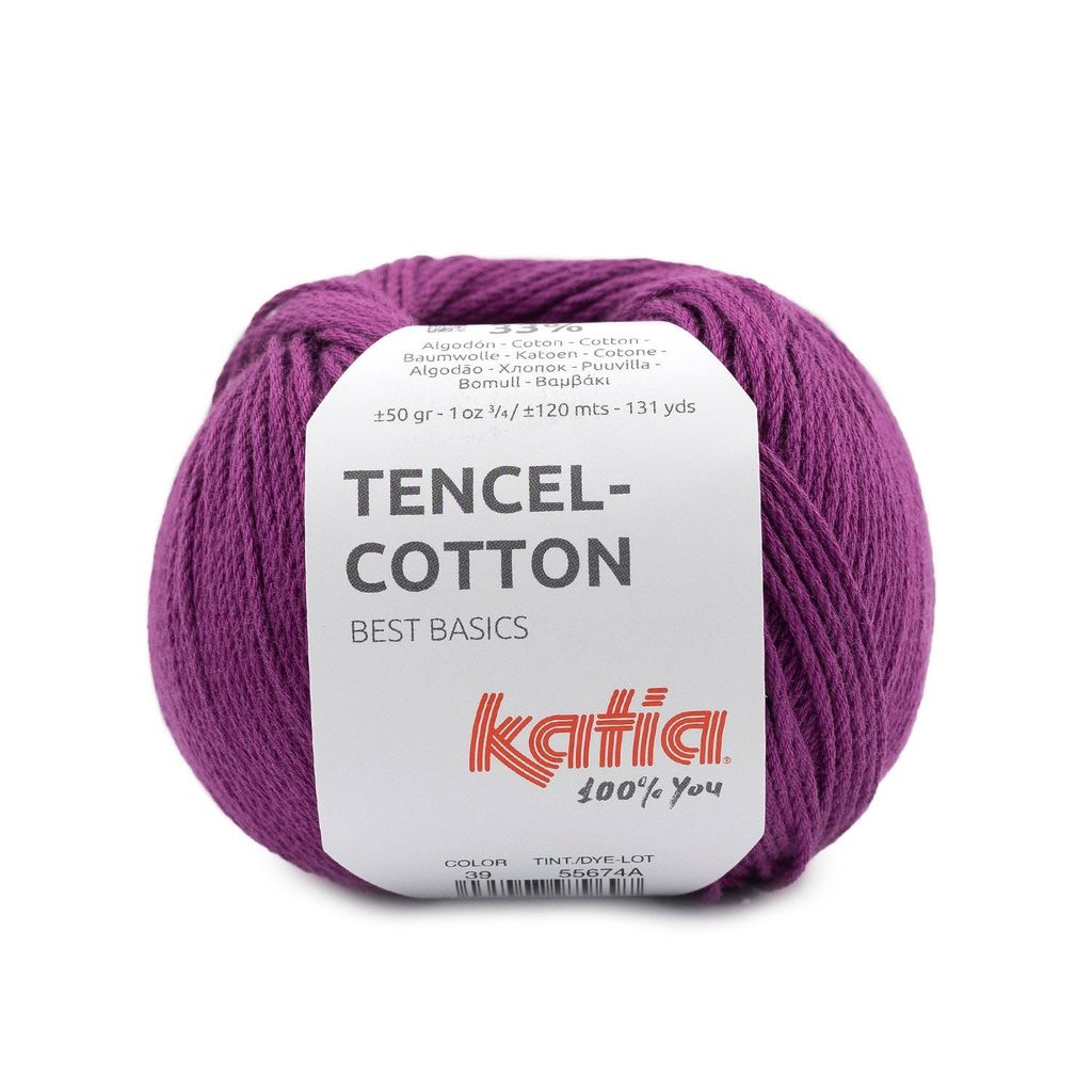 Sợi Tencel Cotton - Katia, 50g - 120m, dùng để đan móc áo, khăn