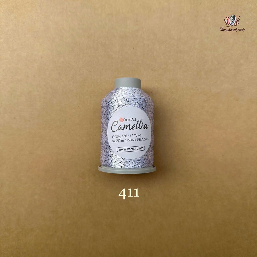 Sợi kim tuyến Camellia New - Yarnart, 50g - 450m, dùng để chập phối, đan móc áo, khăn, nón