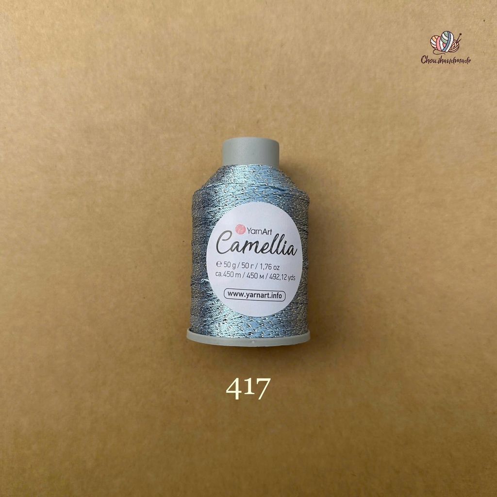 Sợi kim tuyến Camellia New - Yarnart, 50g - 450m, dùng để chập phối, đan móc áo, khăn, nón