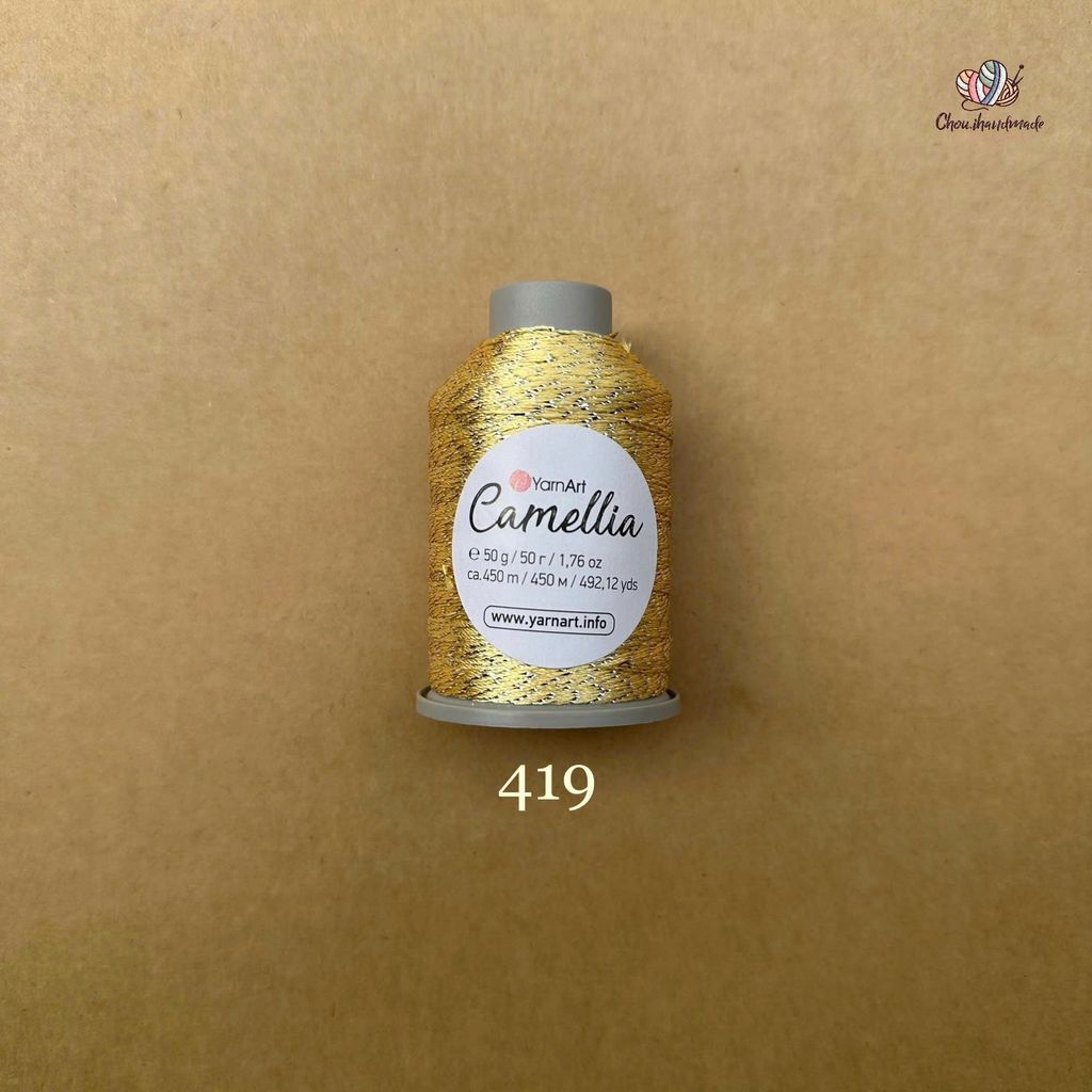 Sợi kim tuyến Camellia New - Yarnart, 50g - 450m, dùng để chập phối, đan móc áo, khăn, nón