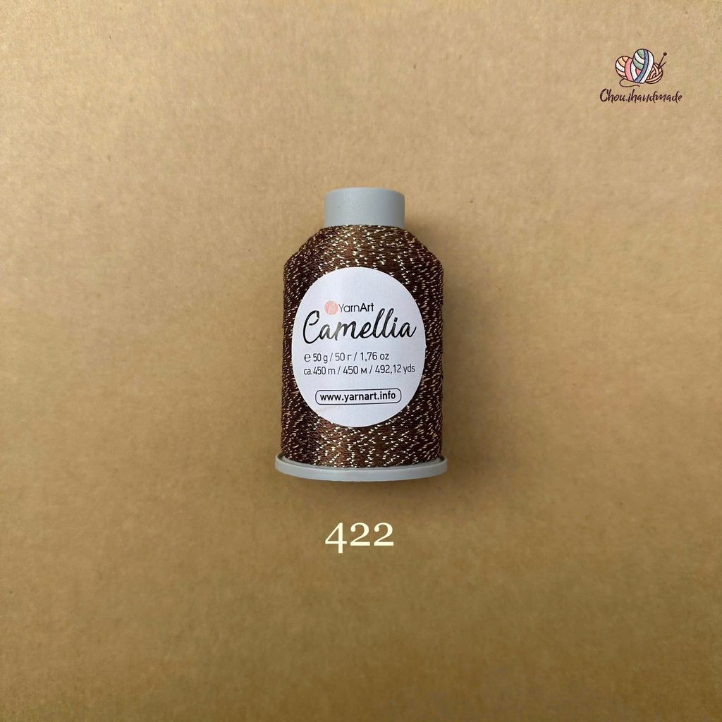 Sợi kim tuyến Camellia New - Yarnart, 50g - 450m, dùng để chập phối, đan móc áo, khăn, nón