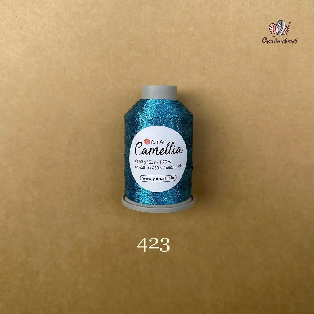 Sợi kim tuyến Camellia New - Yarnart, 50g - 450m, dùng để chập phối, đan móc áo, khăn, nón