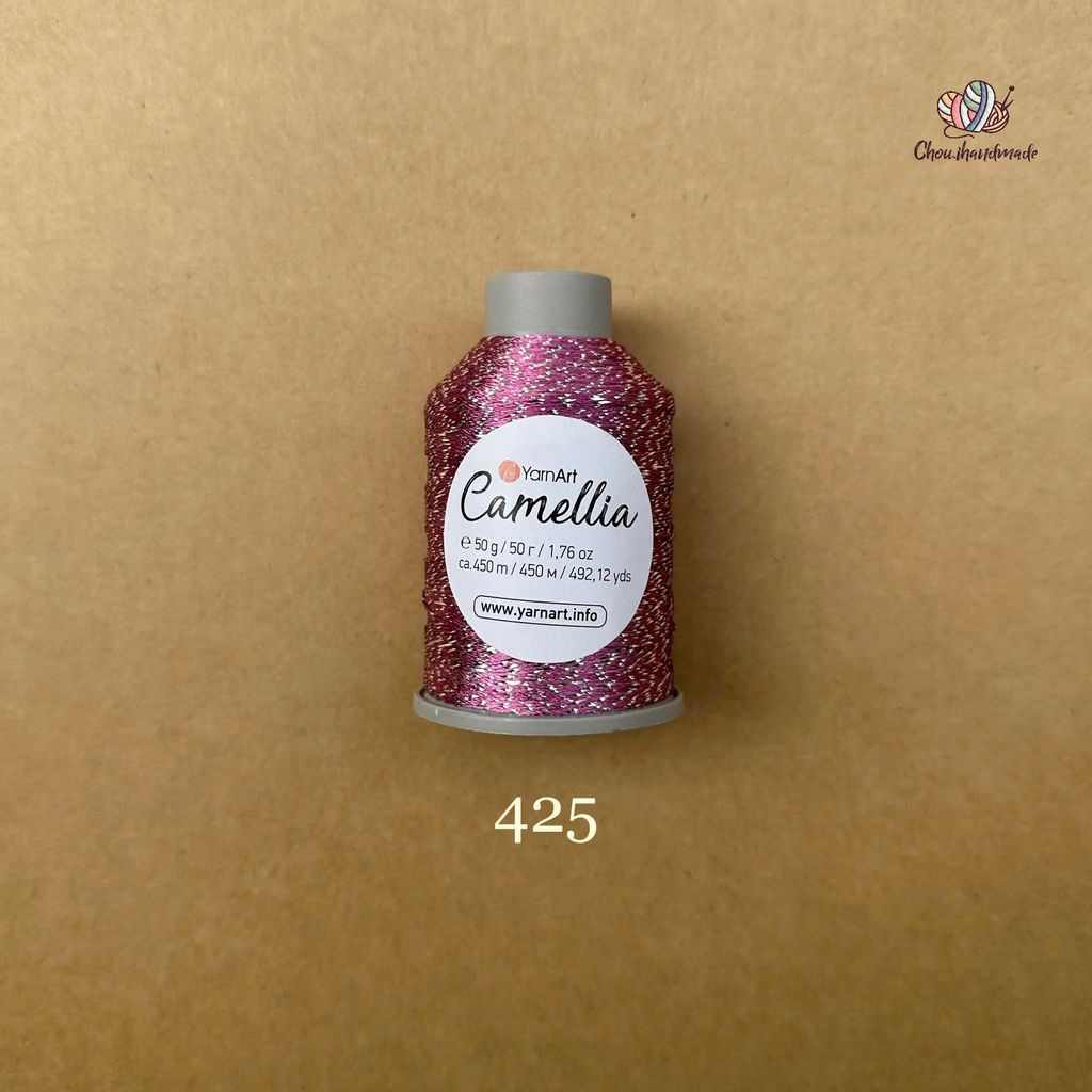 Sợi kim tuyến Camellia New - Yarnart, 50g - 450m, dùng để chập phối, đan móc áo, khăn, nón